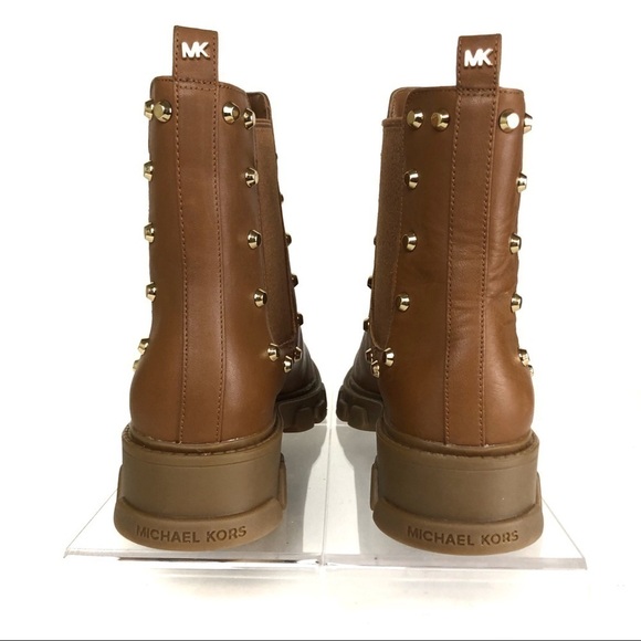 Micheal Kors Astro Ridley Chelsea Stud Leather Ankle Gore Lug Boot  Brown Sz 6.5 - Picture 4 of 8